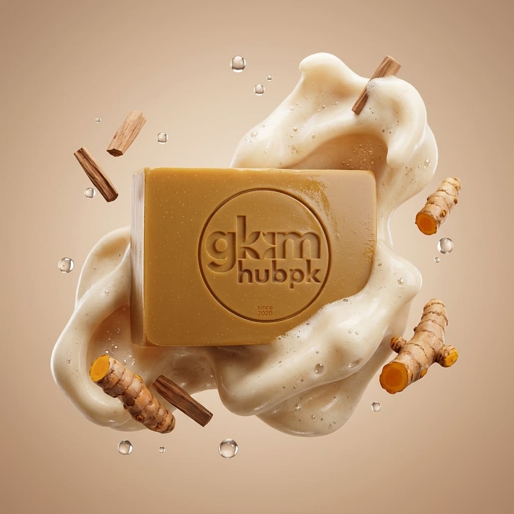 GlamHubPK Turmeric Sandal Soap | Herbal Skin Brightening & Acne Control 100g - Image 2