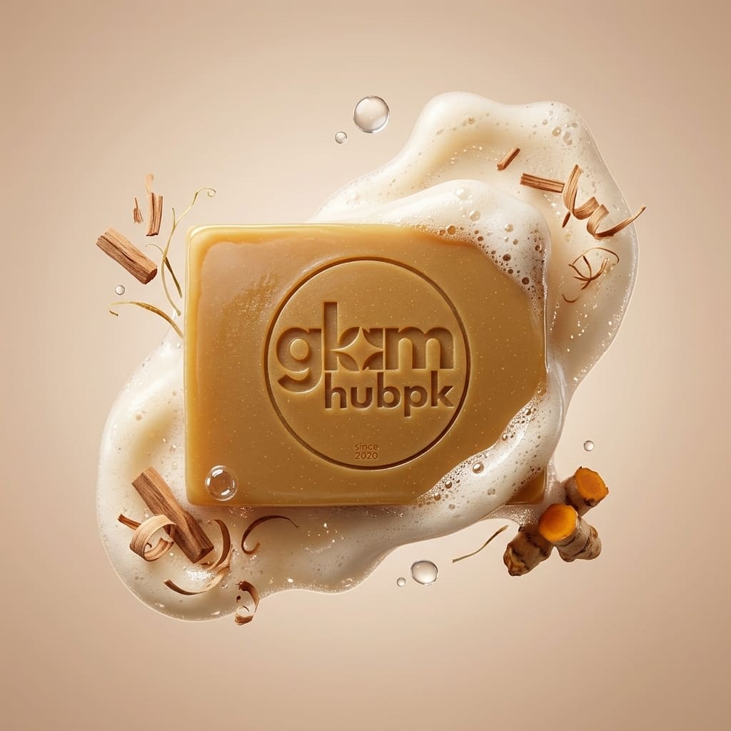 GlamHubPK Turmeric Sandal Soap | Herbal Skin Brightening & Acne Control 100g - Image 4