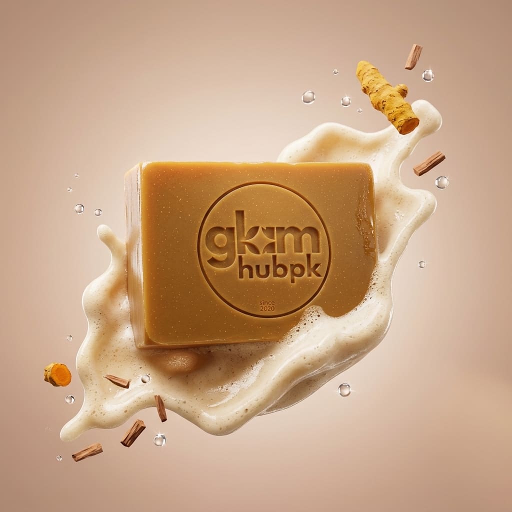 GlamHubPK Turmeric Sandal Soap | Herbal Skin Brightening & Acne Control 100g - Image 3